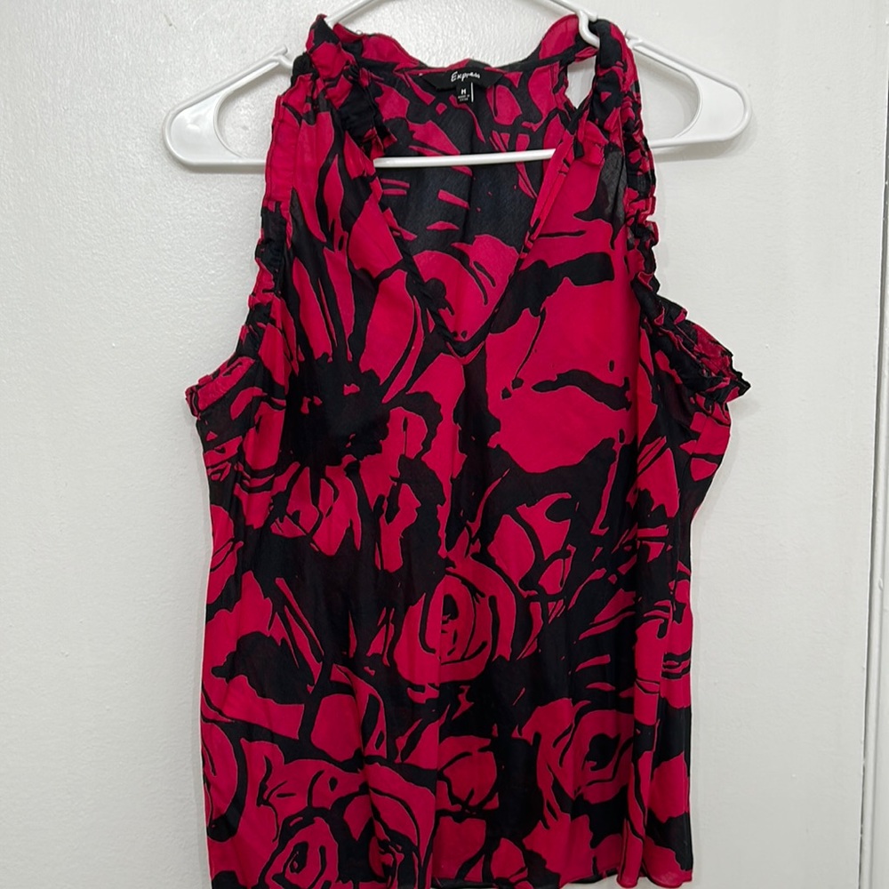Express Tank Top. Fuchsia and Black. Medium